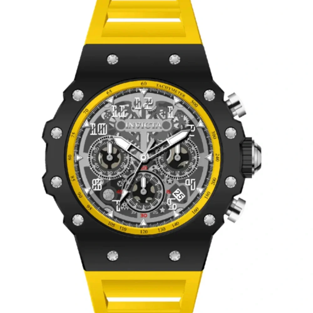 Invicta Bolt Zeus Men's Chronograph Watch Black & Yellow Silicone Strap 69670